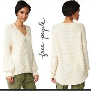 Free People V-Neck Sweater in Cream
